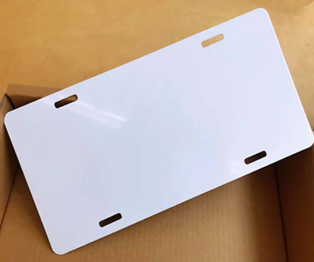 White Sublimatable Aluminum License Plate with 4 Holes